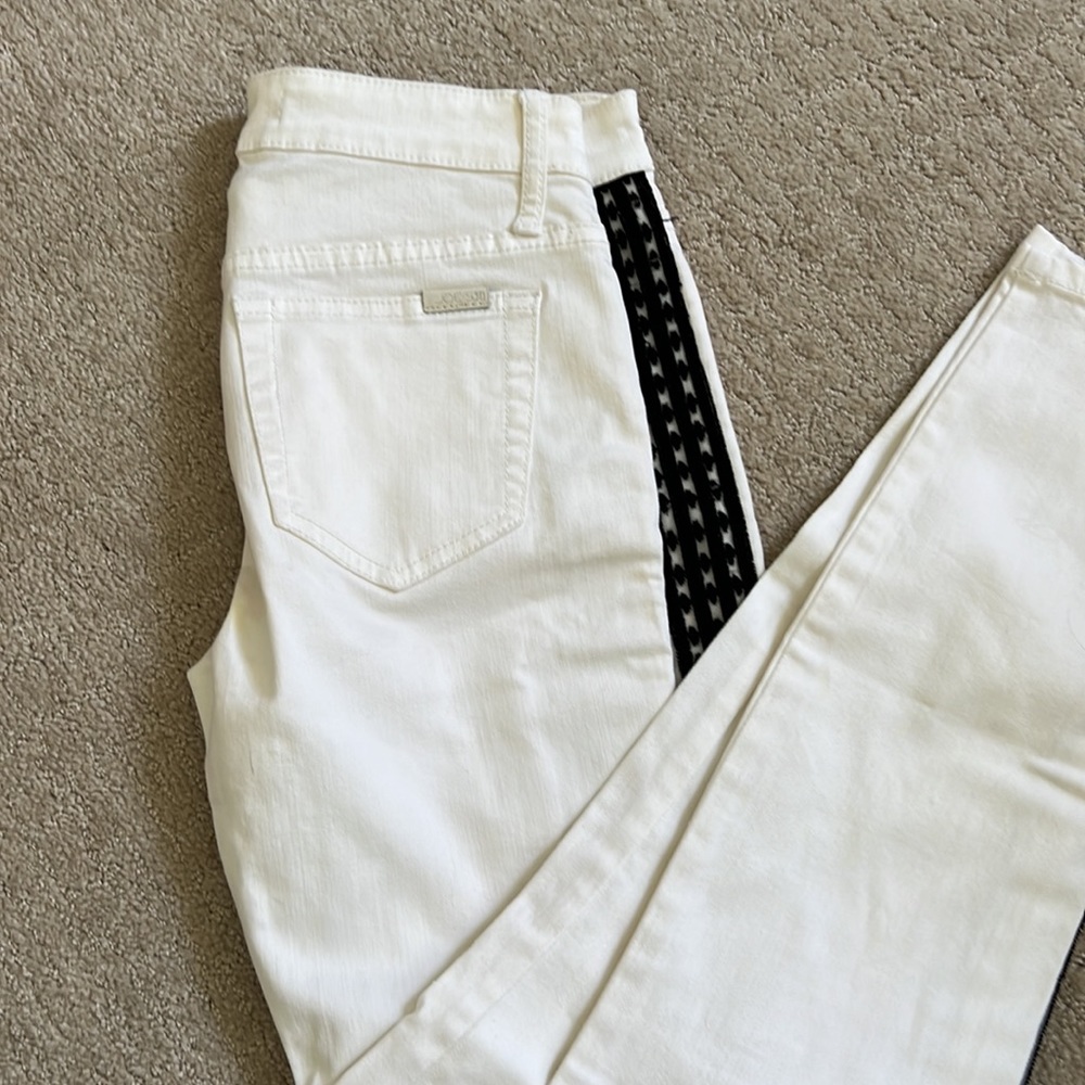 Joe’s Jeans White Denim Pants with Black Beading